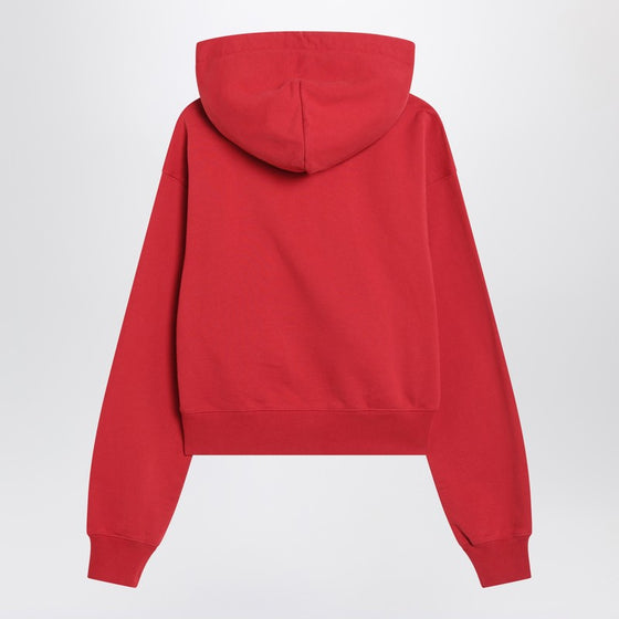 JACQUEMUS Red hoodie with logo patch