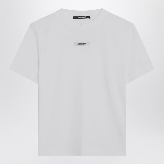 JACQUEMUS White T-shirt with logo patch