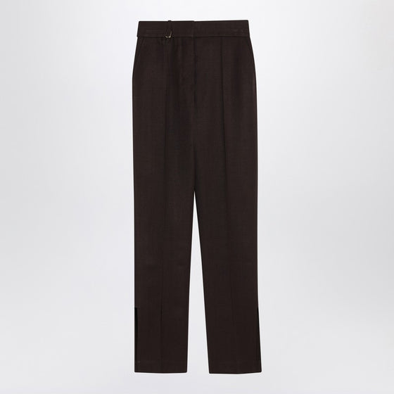 JACQUEMUS Brown trousers in silk blend