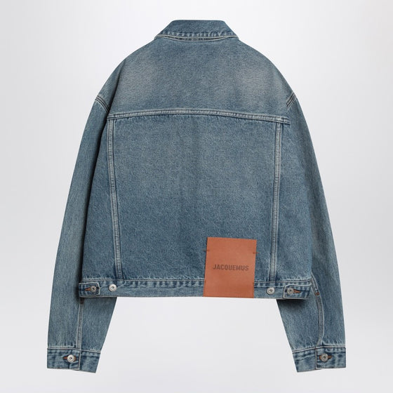 JACQUEMUS Light blue washed denim jacket