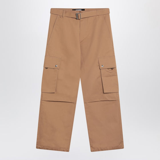 JACQUEMUS Camel-coloured cargo trousers