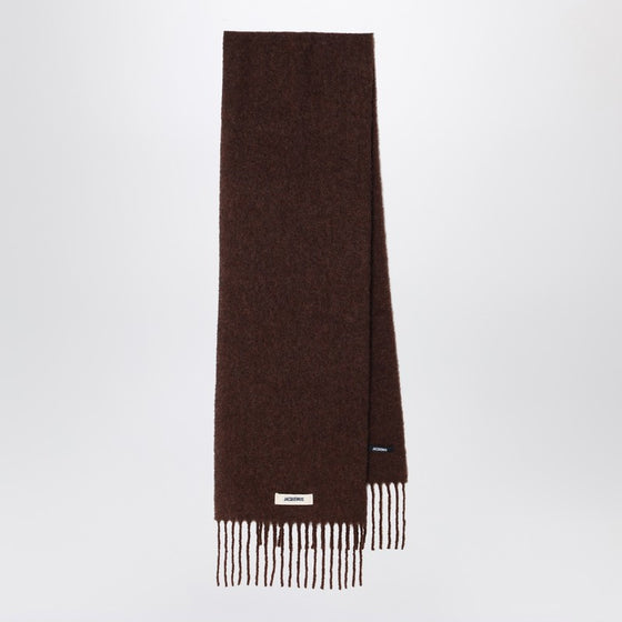 JACQUEMUS Brown scarf in alpaca and mohair