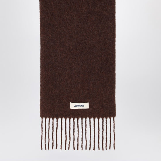 JACQUEMUS Brown scarf in alpaca and mohair