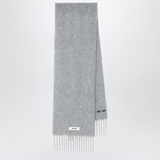 JACQUEMUS Grey scarf in alpaca and mohair