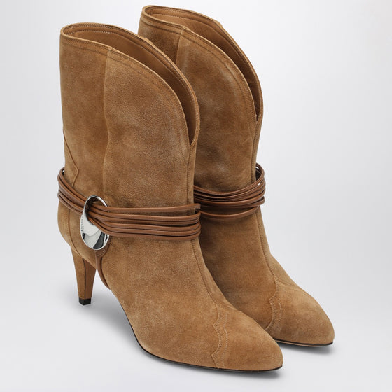 ISABEL MARANT Low cognac-coloured suede boot
