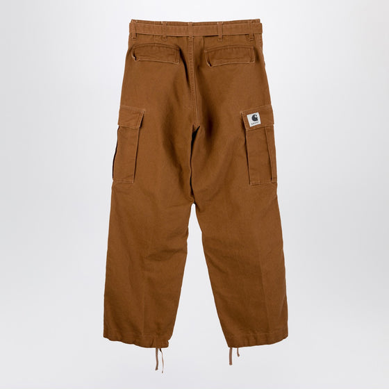 Sacai x Carhartt WIP Beige cotton cargo trousers