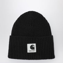  Sacai x Carhartt WIP Black beanie with logo patch