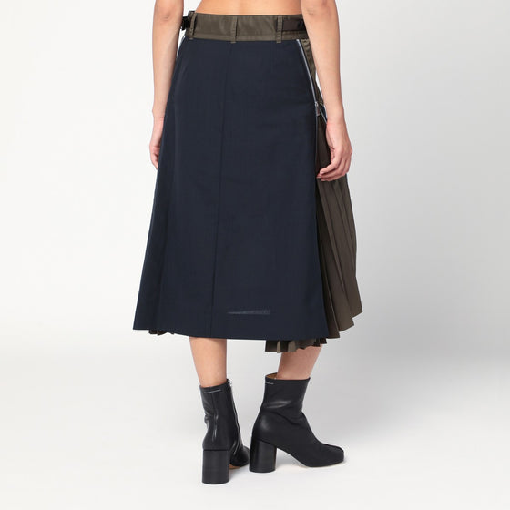 Sacai Navy/kaki tailored skirt