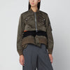 Sacai Khaki green bi-material bomber jacket with zip