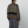 Sacai Khaki green bi-material bomber jacket with zip