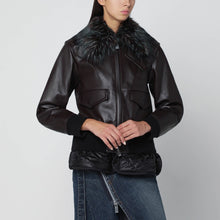  Sacai Brown bi-material bomber jacket with zip
