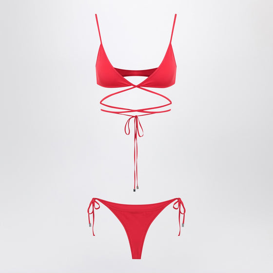 The Attico Two-piece triangle bikini in red