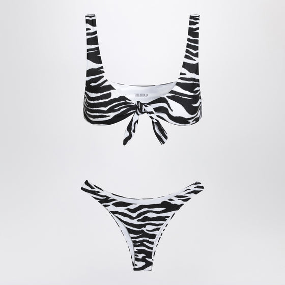 The Attico Two-piece zebra bikini in black/white