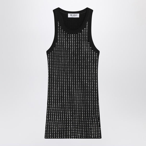 The Attico Black sleeveless cotton top with crystals