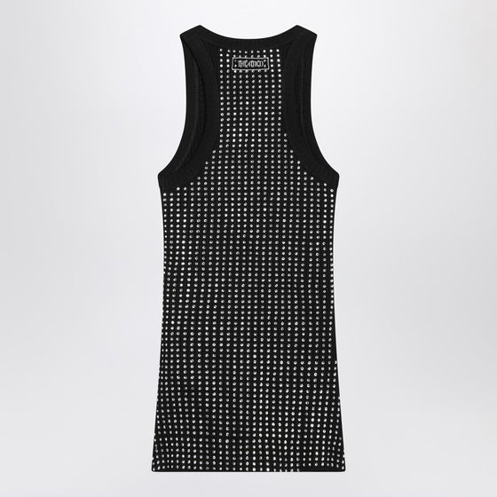 The Attico Black sleeveless cotton top with crystals