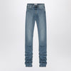 The Attico Sky blue jeans with long leg curled at the hem
