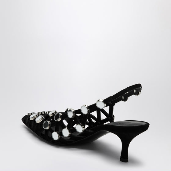 The Attico Black Grid Slingback
