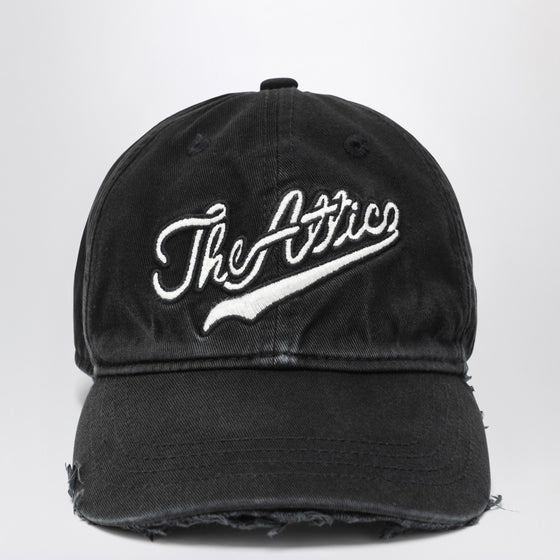 The Attico Vintage-effect black baseball cap