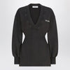 The Attico Washed-effect black mini dress with logo