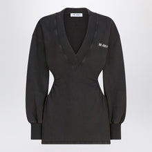  The Attico Washed-effect black mini dress with logo