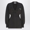 The Attico Washed-effect black mini dress with logo