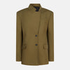 The Attico Asymmetric military green wool jacket