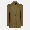 The Attico Asymmetric military green wool jacket