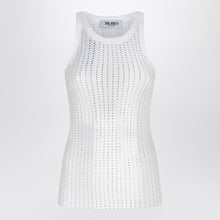  The Attico White tank top with rhinestones