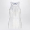 The Attico White tank top with rhinestones