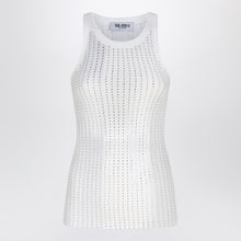  The Attico White tank top with rhinestones