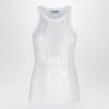 The Attico White tank top with rhinestones