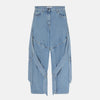 The Attico Wide light blue jeans with ribbons