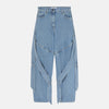 The Attico Wide light blue jeans with ribbons