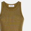 The Attico Military green mini dress with rhinestones
