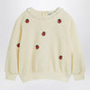 Mini Rodini Ivory sweatshirt with embroidered ladybugs