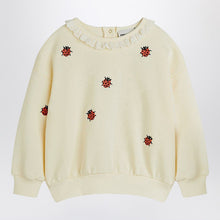  Mini Rodini Ivory sweatshirt with embroidered ladybugs