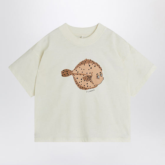 Mini Rodini white T-shirt with Flundra print