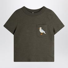  Mini Rodini faded black T-shirt with seagull embroidery