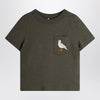Mini Rodini faded black T-shirt with seagull embroidery