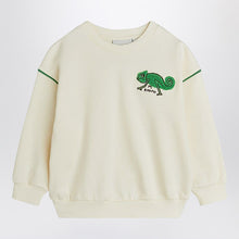  Mini Rodini Ivory sweatshirt with a velvet lizard
