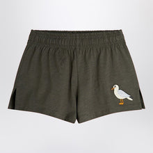  Mini Rodini Washed black shorts with seagull embroidery