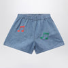 Mini Rodini Light blue denim shorts with musical notes