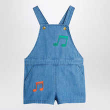  Mini Rodini Light blue denim overall with musical notes