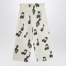  Mini Rodini Wide white trousers with musical notes