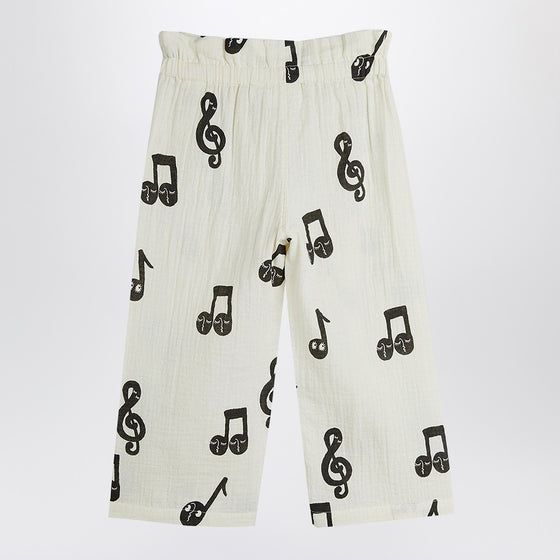 Mini Rodini Wide white trousers with musical notes