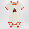 Mini Rodini Ivory/red bodysuit with ladybug