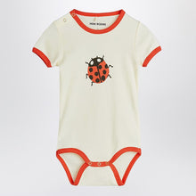  Mini Rodini Ivory/red bodysuit with ladybug