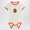 Mini Rodini Ivory/red bodysuit with ladybug