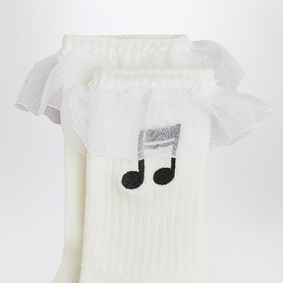 Mini Rodini White socks with musical note