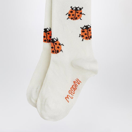 Mini Rodini High white socks with ladybugs